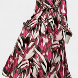 Basel Vestido Largo Manga Larga Escote V Estampado Exclusiva