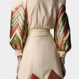 Avenza Conjunto Body Geométrico Chevron Exclusivo Mangas