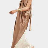 Rebecca Vestido Maxi Irregular Color Block Exclusivo