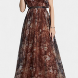 Mariana Vestido Largo Chifón Floral Aireado Exclusivo