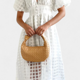 Marigold Vestido Midi Vintage Manga Abullonada Cuadrados