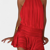 Azucena Vestido Mini Espalda Abierta Cintura Plisada Elite