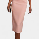 Reece Vestido Midi Con Perlas Cuello Redondo Exclusivo