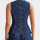 Raya Denim Chaleco Sin Mangas Y Shorts De Talle Alto Élite