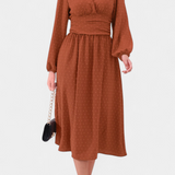 Faela Vestido Midi Oficina Lunares Suizos Exclusiva