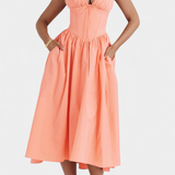 Margie Vestido Midi Estampado Floral Romántico Exclusivo