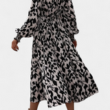 Nerin Vestido A Line Leopardo Exclusivo Cintura Ajustable