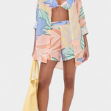 Lumina Conjunto Tropical Premium Camisa Shorts Cintura Alta