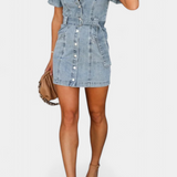 Orlena Vestido Mini Denim Lavado Colección Privilegio