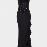 Cindy Vestido Midi Corsé Volantes Asimétricos Seda Exclusivo
