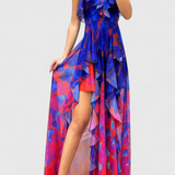 Andy Vestido Maxi Sin Mangas Capas Volantes Exclusivo