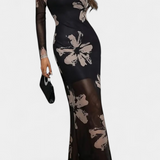 Aldona Vestido De Tobillo Malla Estampado Floral Exclusiva