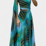 Cedara Vestido Largo Un Hombro Detalle Floral Seda Privada