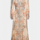 Dorotila Vestido Maxi Acampanado Floral Colección Exclusiva