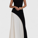 Mallory Vestido Midi Bicolor De Corte Recto Exclusivo
