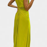 Shiloh Vestido Maxi Plisado Seda Exclusivo Abertura