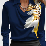 Dilnaz Blusa Satinada Con Escote En Cascada De Lujo