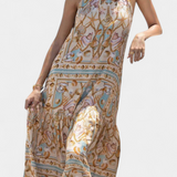 Teófila Vestido Largo Silky Estampado Tesoros Del Océano