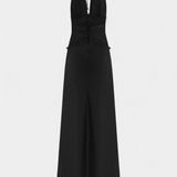 Ashanty Vestido Largo Halter Con Encaje Transparente Elite