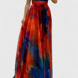 Caprice Vestido Maxi Gasa Floral Cuello Halter Edicion