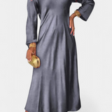 Riva Vestido Fluido Seda Escote V Mangas Largas Exclusivo