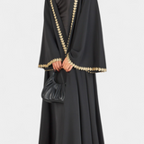 Ginebra Abaya Fluida Bordado Dorado Hojas Exclusivas