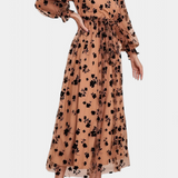 Iolanda Vestido Maxi de Encaje Floral Mangas Linterna Elite