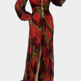 Quintessa Vestido Maxi Plisado Estampado Vibrante Edición