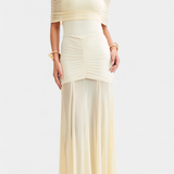 Alodia Vestido Maxi Hombros Con Capa De Malla Exclusivo