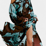 Monte Vestido Largo Estampado Abstracto Colección Exclusiva