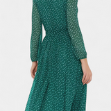 Cymene Vestido Midi Lunares Mangas Abullonadas Privada