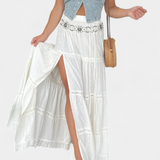 Dalia Falda Maxi Boho Con Encaje Abertura Frontal Exclusiva