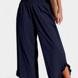 Martina Pantalón Palazzo Talle Alto Lino Exclusivo Volantes