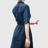 Sharon Vestido Midi Vintage Algodón Y Lino Exclusiva