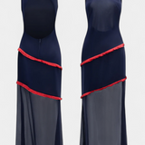 Orfila Vestido Midi Bodycon Con Gasa Y Flecos Exclusiva