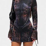 Tabea Vestido Mini Estampado Cuero Sintético Exclusivo