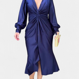 Alouette Vestido Largo Monocromático Con Cuello V Exclusivo