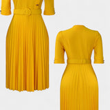 Zandie Vestido Pliegues Colección Botones Decorativos Elite
