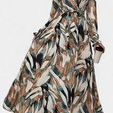 Basel Vestido Largo Manga Larga Escote V Estampado Exclusiva