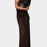 Maybelle Vestido Largo Plisado Un Solo Hombro Exclusivo