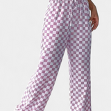 Iliana Pantalones Pierna Ancha Estampado Cuadros Exclusivo