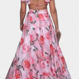 Shazia Vestido Largo Estampado Artístico Único Sin Espalda