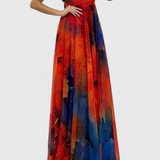 Caprice Vestido Maxi Gasa Floral Cuello Halter Edicion
