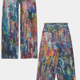 Luna Jeans Pantalón Pierna Ancha Estampado Artístico Denim