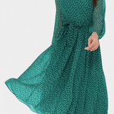 Cymene Vestido Midi Lunares Mangas Abullonadas Privada