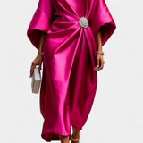 Ubelia Vestido Largo Satén Brillo Luxe Colección Exclusiva