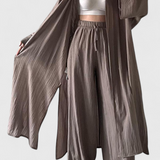 Suella Conjunto Cárdigan Largo Algodón Lino Exclusivo