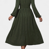 Faela Vestido Midi Oficina Lunares Suizos Exclusiva