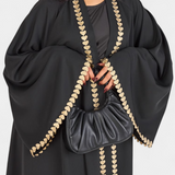 Ginebra Abaya Fluida Bordado Dorado Hojas Exclusivas