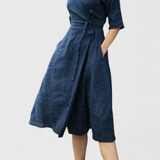 Sharon Vestido Midi Vintage Algodón Y Lino Exclusiva